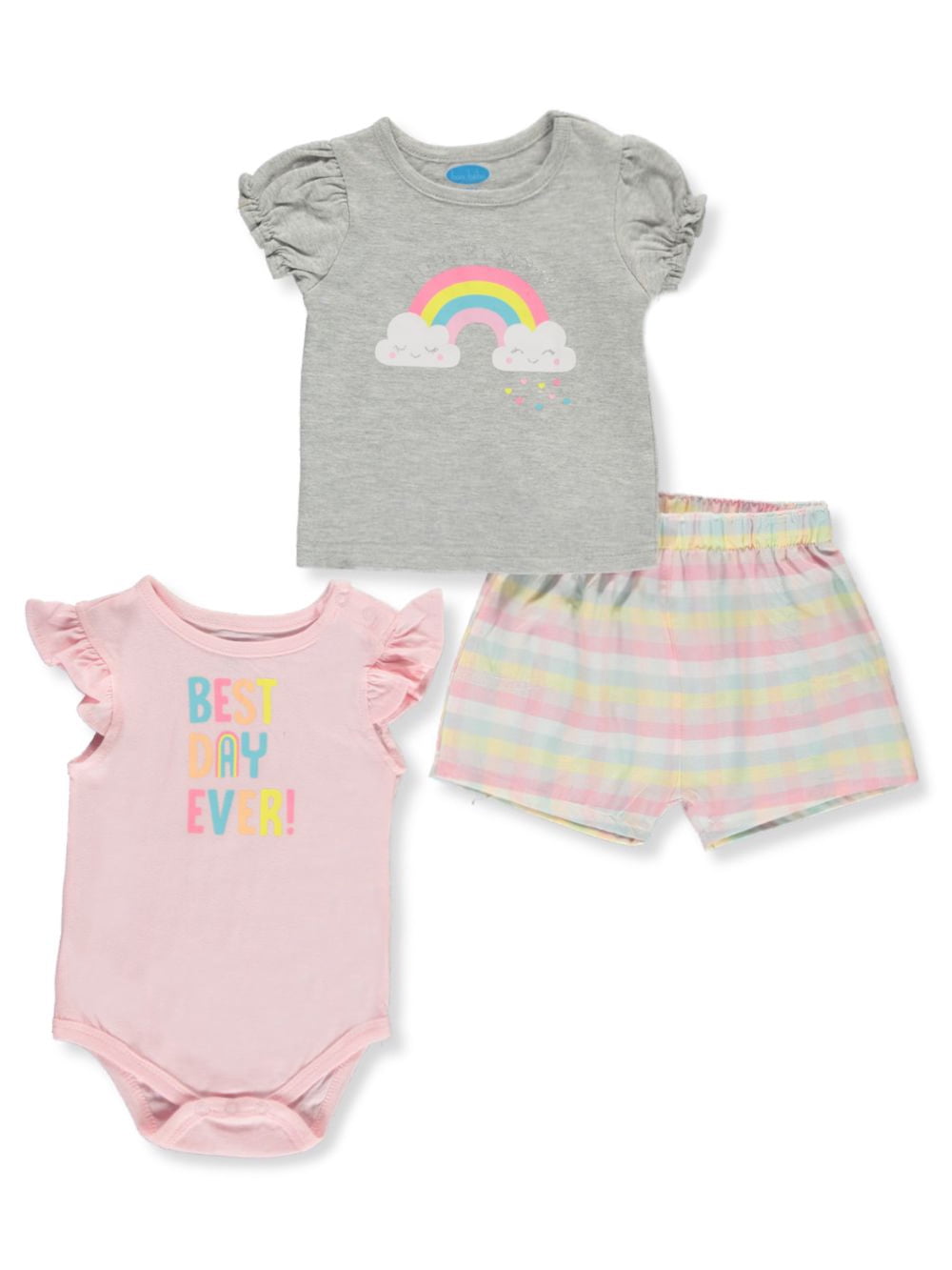 Bon Bebe Baby Girls Rainbow 3 Piece Layette Set Newborn Walmart Com