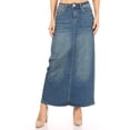 thumbnail image 2 of Fashion2Love Women's Juniors / Plus Size Long A-Line Stretch Denim Maxi Skirt, 2 of 6