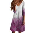 thumbnail image 1 of SZXZYGS Robes pour Femmes 2024 Fête Mode pour Femmes Imprimé Dégradé de Fleurs Col Ondulé Manche Mi-Longue Robe Jupe 2024, 1 of 4