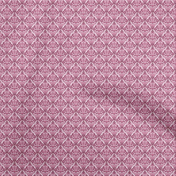 oneOone Cotton Silk Dark Magenta Fabric Damask Diy Clothing Quilting Fabric Print Fabric By Yard 42 Inch Wide