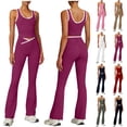 thumbnail image 7 of Purcolt Womens 2 Piece Sport Outfits Summer Crew Neck Crop Sleeveless Tank Tops and Crossing Legging Tracksuit Athletic Matching Set for Yoga Workout Gym, 7 of 7