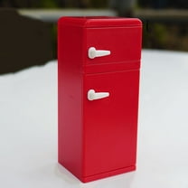 LULULION Miniature Dollhouse Refrigerator Red Plastic 1Set