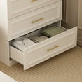 thumbnail image 3 of OXYLIFE Wardrobe Armoire Closet with Glass Doors, 3 Drawers and Hanging Rod, White, 3 of 7