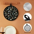 thumbnail image 5 of Xoenoiee 2 PCS Pot Holders Kitchen Heat Resistant Hot Pads Reusable Stylish Hot Mat Oven Mitts 2-in-1 for Kitchen Cooking Baking 8 Inch Round Tabletop Decor, Mushroom Daisy Rainbow Black, 5 of 7