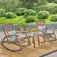 thumbnail image 2 of GDF Studio Kelsey Outdoor Acacia Wood 3 Piece Recliner Rocking Chair Chat Set, Gray, 2 of 13