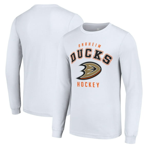 Men's Starter White Anaheim Ducks Logo Long Sleeve T-Shirt