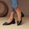 thumbnail image 2 of Mepaouo Women's Closed Toe Heels Pumps Leather Pointy Toe Dress Shoes Block Low Heel Kitten Heels, 2 of 7