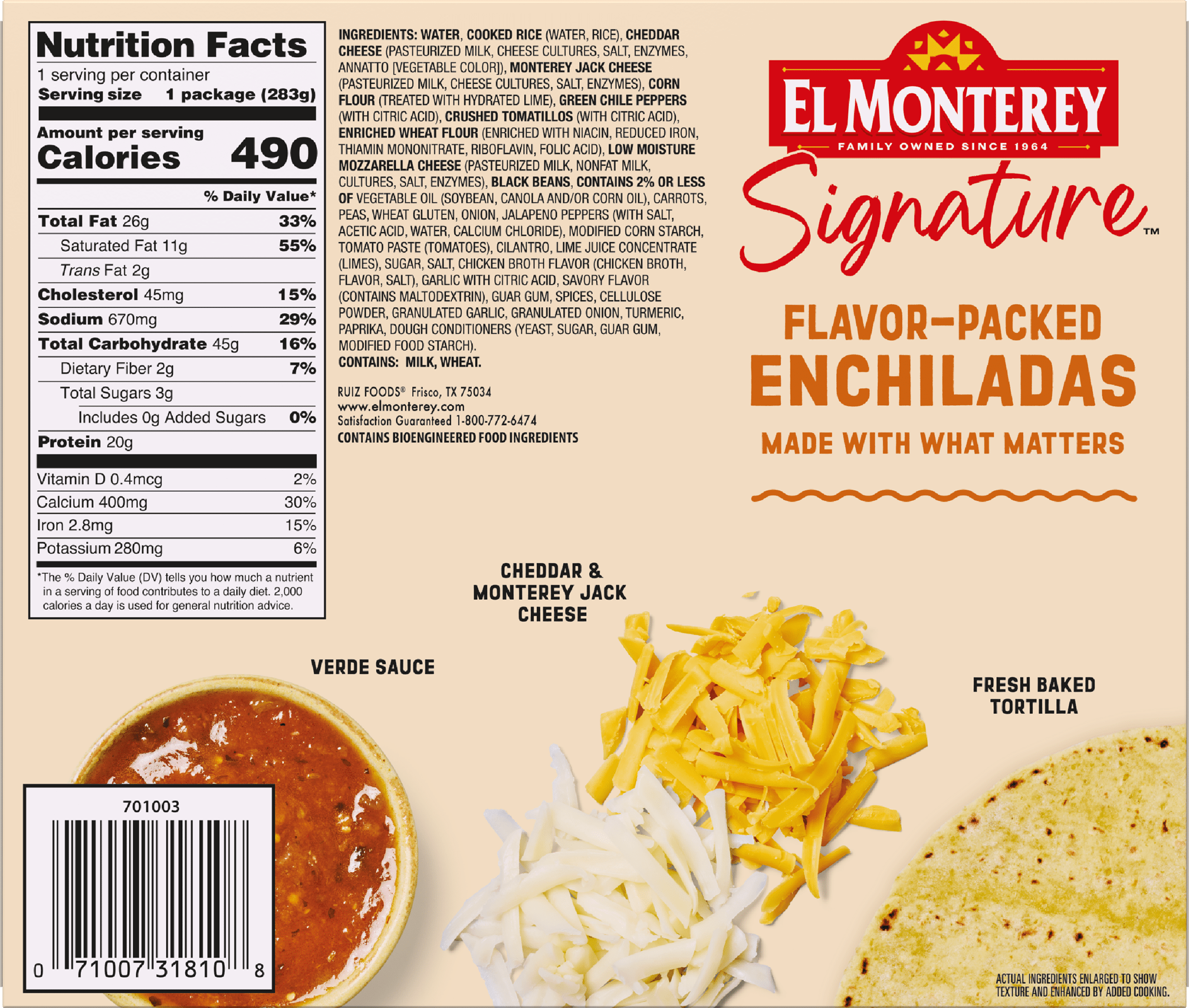 El Monterey Signature Cheese Enchiladas, 10 oz (Frozen)