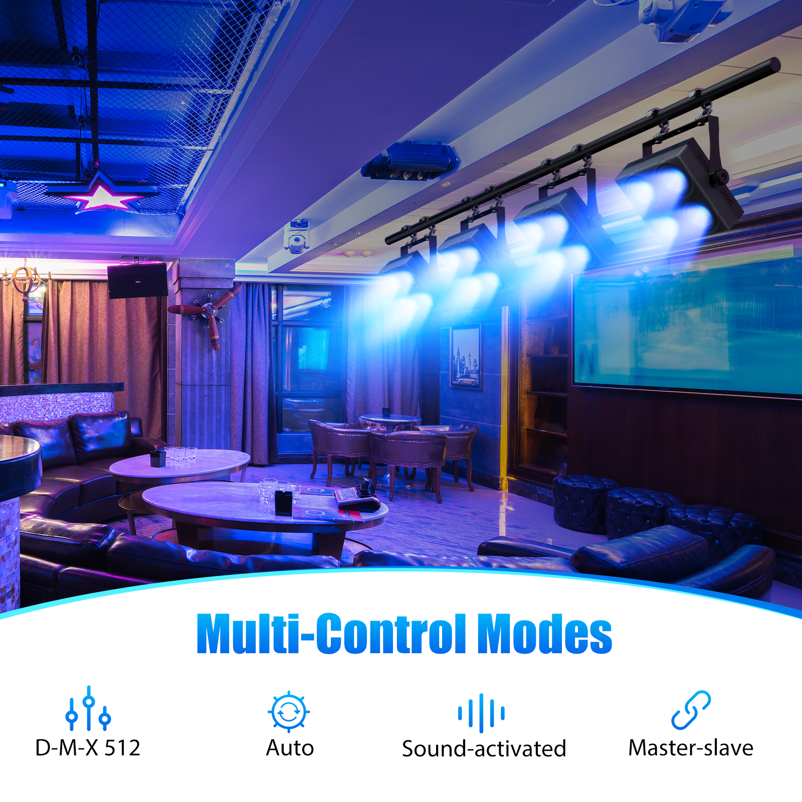 80W RGBW LED Stage Par Lights with Dynamic Strip - DMX512, AUTO, Sound-activated for Disco,Party,Wedding
