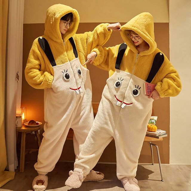 Onesies-Pijama de una pieza con capucha y cremallera para mujer y hombre, ropa cálida para el hogar, mono de una pieza