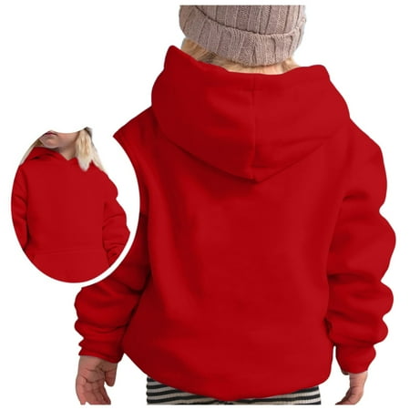 

Krdevn Custom DIY Boys And Girls Casual Loose Cute Long Sleeve Hoodie Sport -Red 7-8 Years