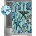 thumbnail image 4 of Ocean Creature Shower Curtain, 36" x 72", Conch Blue Shell Sea Starfish Modern Art Waterproof Bathroom Curtain Washable Shower Curtain Set with 12 Hooks, 4 of 6