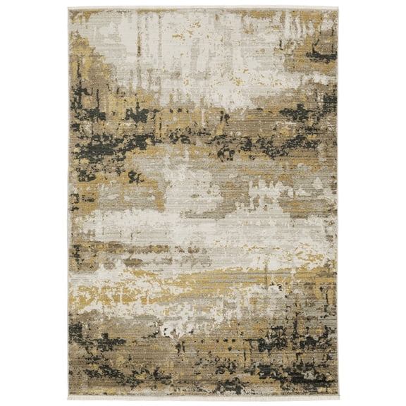 Woven Trends Wagnler Area Rug 2061X - 5' X 8' - Gold - Modern Style, Recycled PET Fibers, Stain Resistant, Bedroom, Office Rug