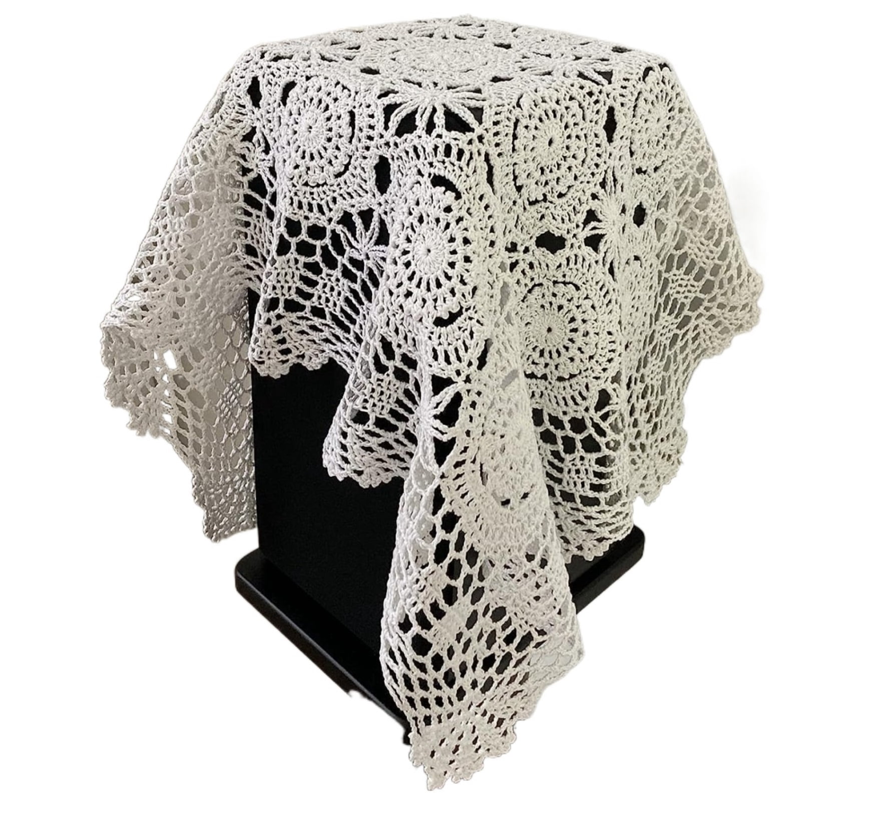 Rectangular Cotton Handwork Crochet Lace Table Runner Cloth Doilies, Table Centerpieces for Dining Room