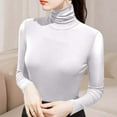 thumbnail image 2 of Sexlip Women's Soft Long Sleeve High Neck Sheer Mesh Tops Pullover Baselayer Fitted Undershirts Lightweight Slim Trendy Shirts White M, 2 of 6