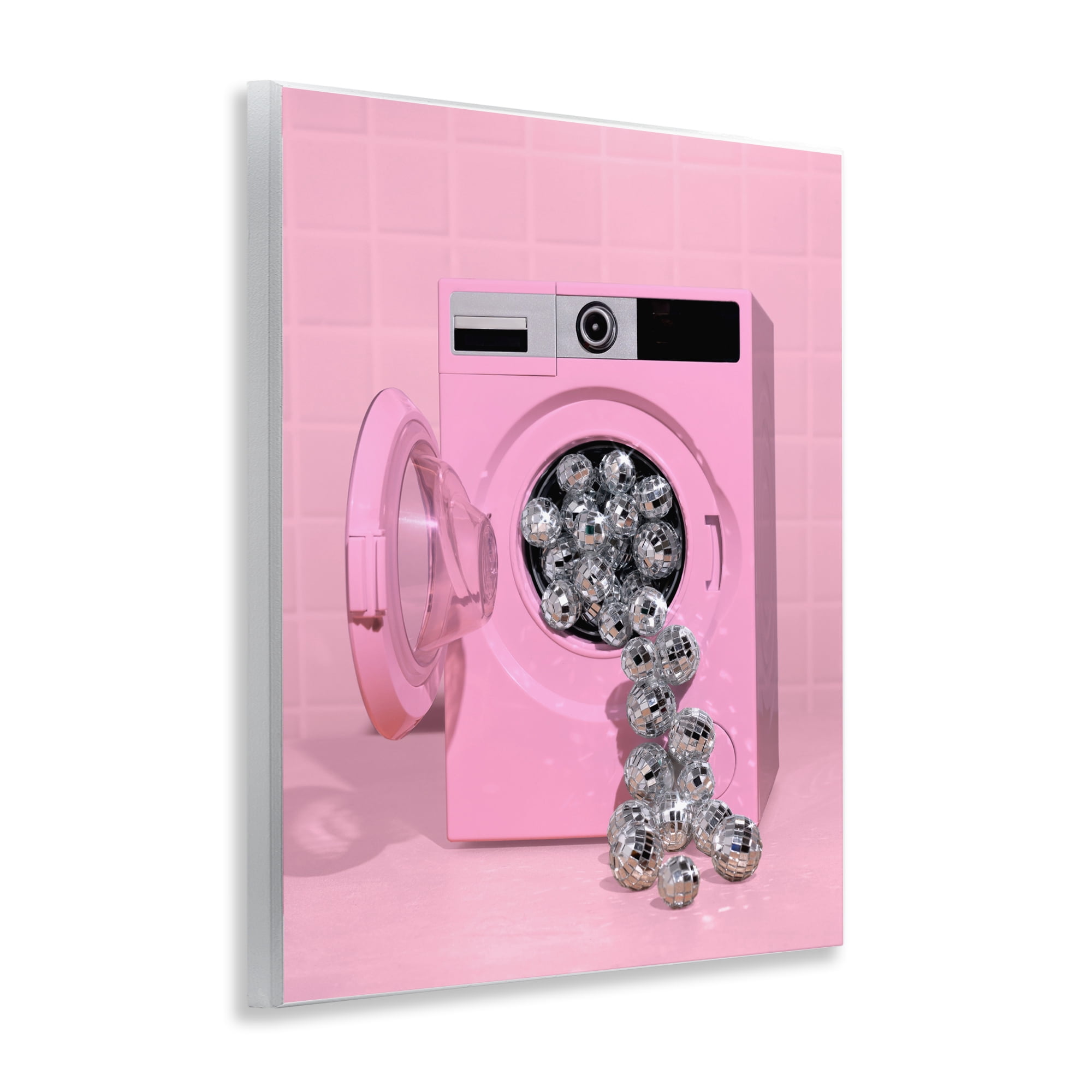 Stupell Industries Disco Laundry Machine over Pink Wall Plaque Art, design by LISH Creative