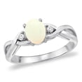 thumbnail image 1 of 14K White Gold Diamond Natural Opal Infinity Engagement Ring Oval 7x5 mm, size 7.5, 1 of 1
