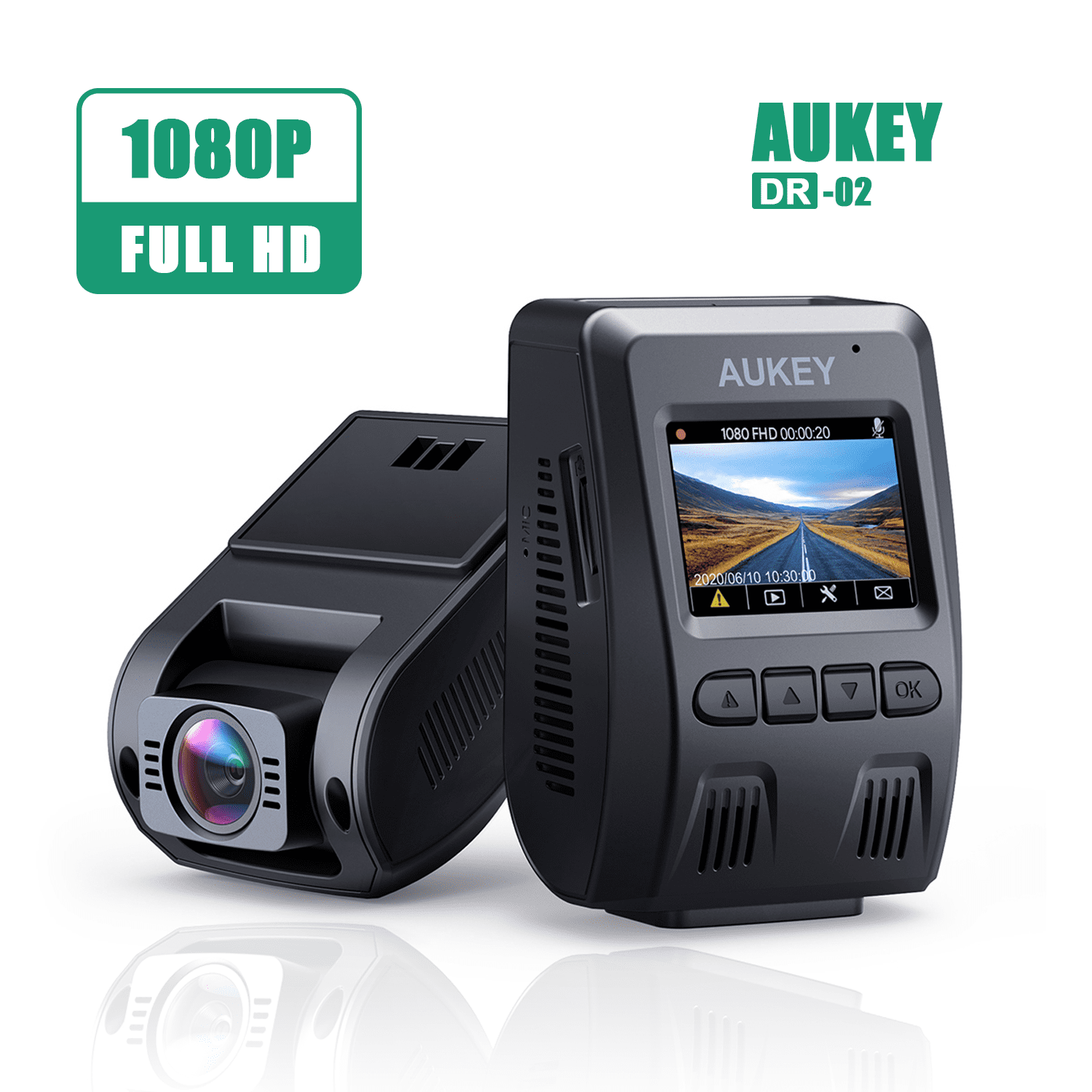 G-Sensor Motion Detection Loop and Dual-Port Car Charger AUKEY Dual Dash Cam Uber 3 in 1 FHD 1080p IR Night Vision Car Camera 170 Degrees Wide-Angle Dash Camera for Cars with Supercapacitor WDR 