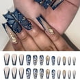 thumbnail image 2 of Fashionable Press On Nails Long Square Artificial Nails Glossy Finish With Rhinestones Decors False Nails For Daily Wear, 2 of 8