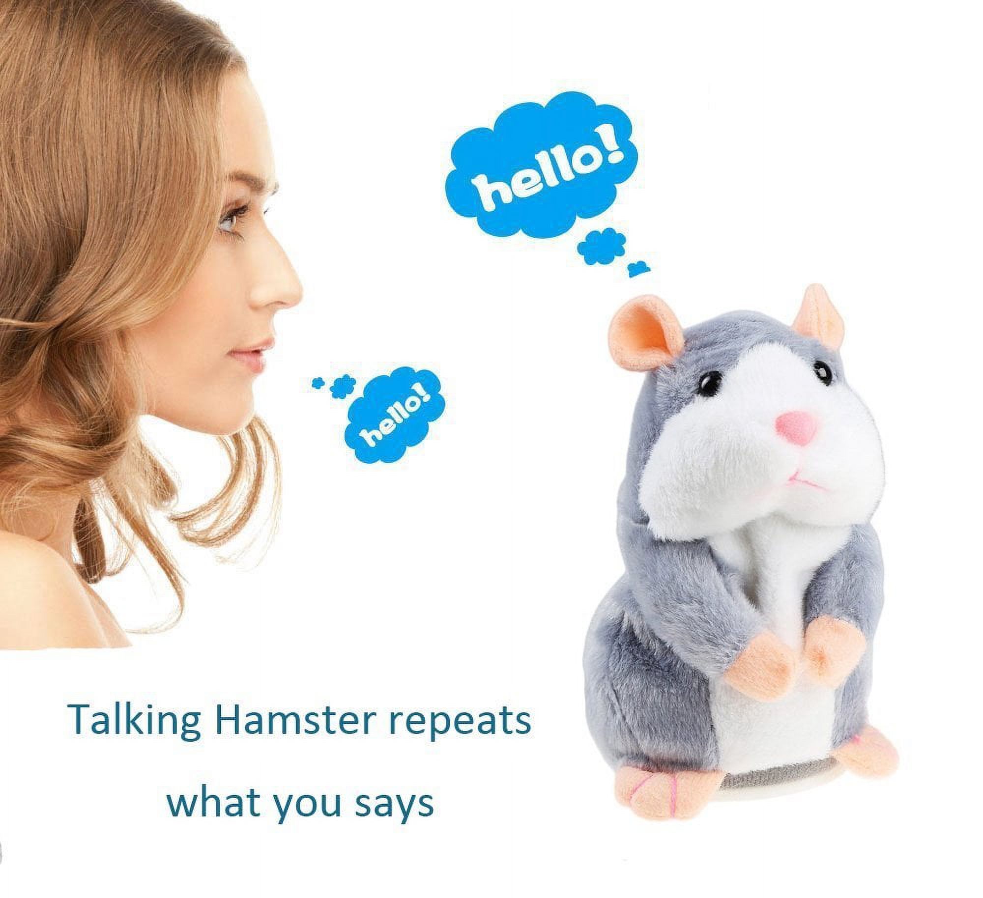 Talking Hamster Repeats What You Say Plush Interactive Toys Electronic Hamster Mouse Birthday Gift for Kids（Grey）
