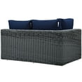 thumbnail image 2 of Lounge Loveseat Sofa, Blue Navy, Rattan, Wicker, Outdoor Patio Balcony Cafe Bistro Garden Hospitality Restaurant, Modern Contemporary HB32758, 2 of 3