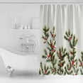 thumbnail image 2 of Fabric Shower Curtain, Christmas Red Berry Bird Pine Needle Texture Bathroom Curtain with 12 Hooks Waterproof No Bad Odor Machine Washable Bath Curtains for Bathroom, Spa Room, 36"x72", 2 of 6
