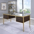 thumbnail image 6 of ACME Yumia Glass Top Writing Desk in Gold and Clear Glass, 6 of 8