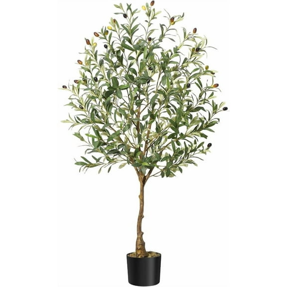 4FT Tall Olive Trees Artificial Indoor, Faux Olive Tree with Realistic Trunk, Leaves, Fruits for Home Office Decor