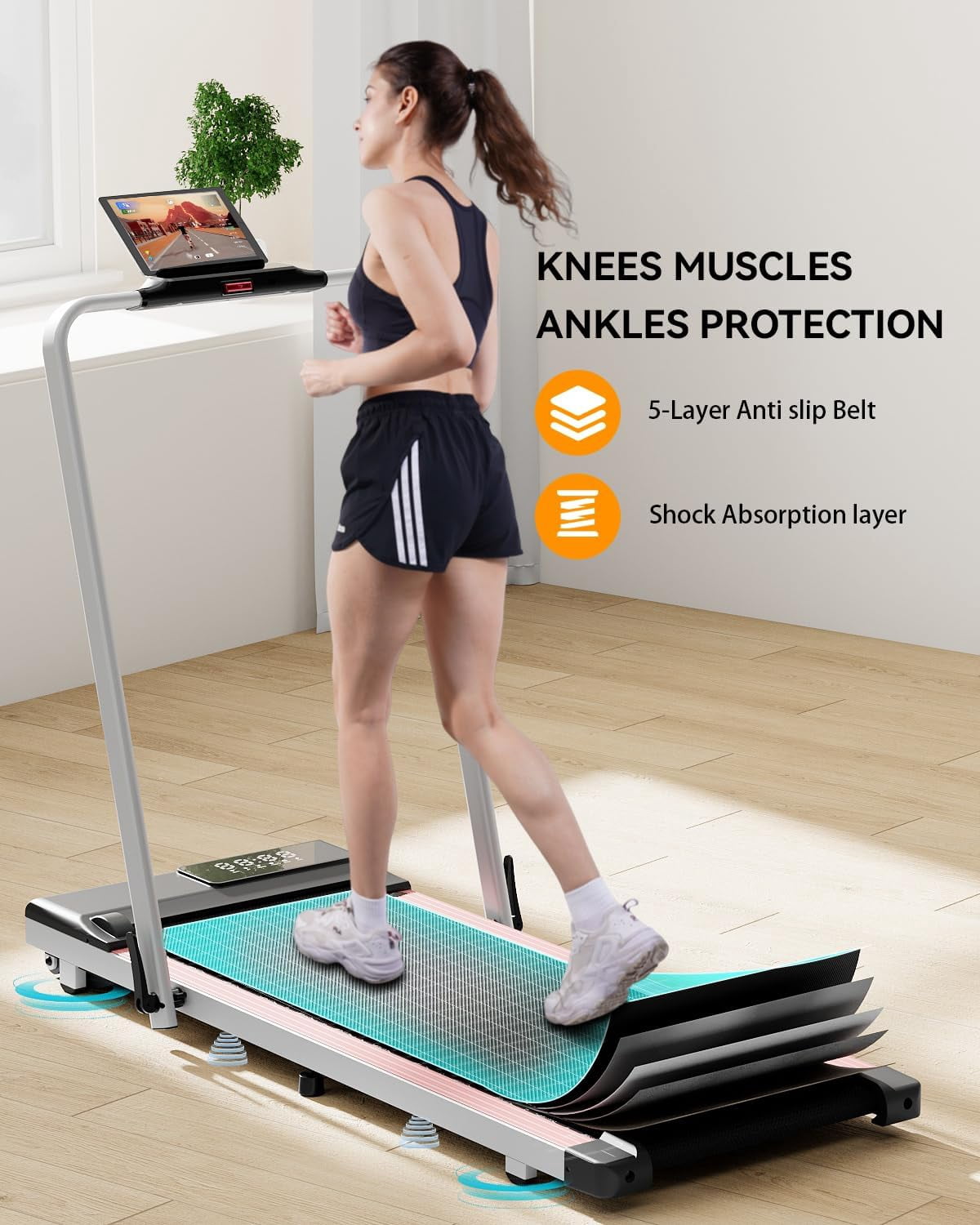 Folding Treadmill for Home,3 in 1 Under Desk Treadmill for Home&Office,Speed Range 7.5mph,300lbs Weight Capacity