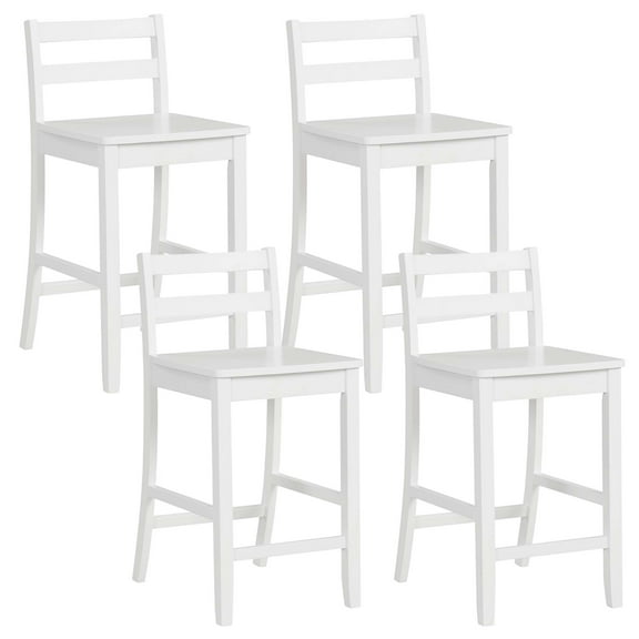 Costway Wooden Bar Stools with Ergonomic Backrest, White (Set of 4)