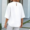 thumbnail image 4 of Women'S Casual Chiffon Blouse Tops 1/2 Ruffled Sleeve Crew Neck Loose Fit Blouses Shirts White S, 4 of 9