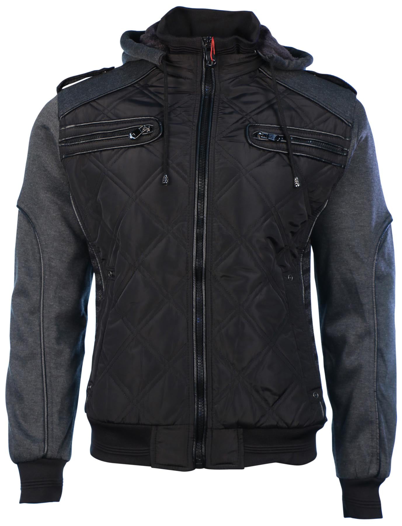 9 Crowns Mens Winter Coat Quilted Puffer Jacket Removable Hood 
