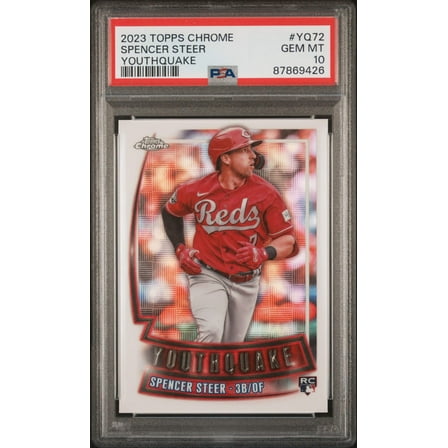 Graded 2023 Topps Chrome Spencer Steer #YQ72 Youthquake Rookie RC Baseball Card PSA 10 Gem Mint