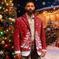 thumbnail image 6 of yuCgh Men's Ugly Christmas Corduroy Suit Jacket with Warm Pockets, Cardigan for Casual Holiday Fashion, Fun Print for Celebrations,Red 3XL, 6 of 6
