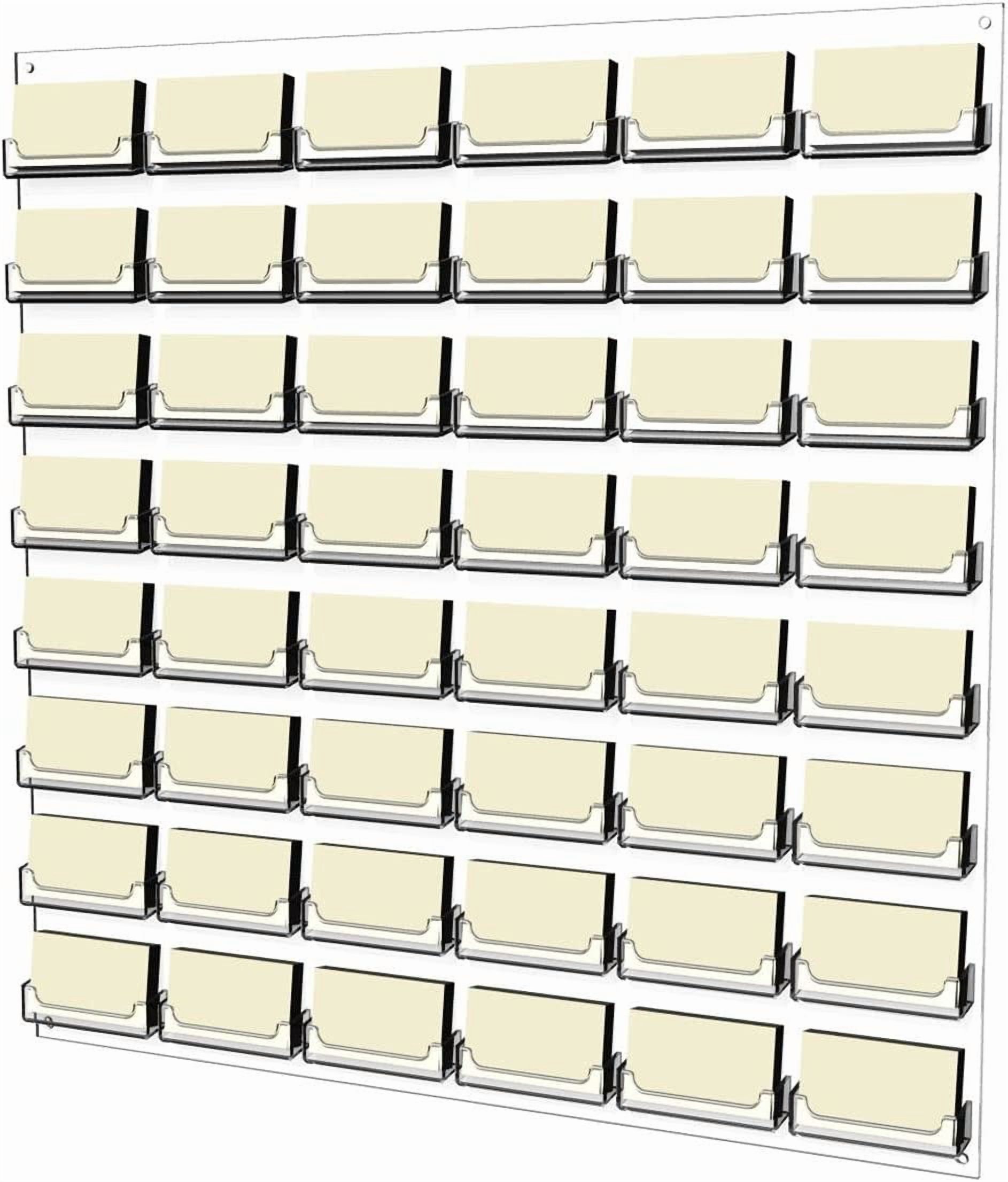 Business Card Holder, 48 Pockets, Wall Mount, 0.75-Inch Deep Pockets (Clear Acrylic) (BCCLWM48)