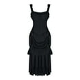 thumbnail image 4 of Women Plus Size Gothic Ruffle Tiered Long Dress Sleeveless Vintage Party Gown Lace-up Suspenders Corset Outfit (4XL, Black), 4 of 5