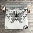 thumbnail image 2 of Ambesonne Mandala Quilted Coverlet 3 Pcs, Butterfly Floral, Queen Size, White Black, 2 of 2
