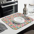 thumbnail image 3 of Pioneer Flower Floral Print Pattern Kitchen Dish Drying Mat 1 Pack, Ultra Absorbent Microfiber Drainer Mat, 16"x18", 3 of 6