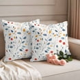 thumbnail image 2 of Blue Red Orange Floral Spring Outdoor Waterproof Pillow Covers, Summer Botanical Decorative Square Throw Pillowcase Sofa Cushion Sham for Patio/Couch/Chair, 16"x16" 2 Pack, 2 of 8