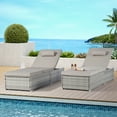 thumbnail image 2 of Outdoor Lounge Chairs, Seizeen Rattan Chaise Lounge Set of 2, All-weather Pool Recliner w/Side Table, Light Gray Cushions, Adjustable Backrest, 2 of 6