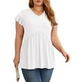 thumbnail image 3 of Cueply Plus Size Summer Tops for Women Short Sleeve V Neck Casual Blouse Shirts Tunic Tops, 3 of 5