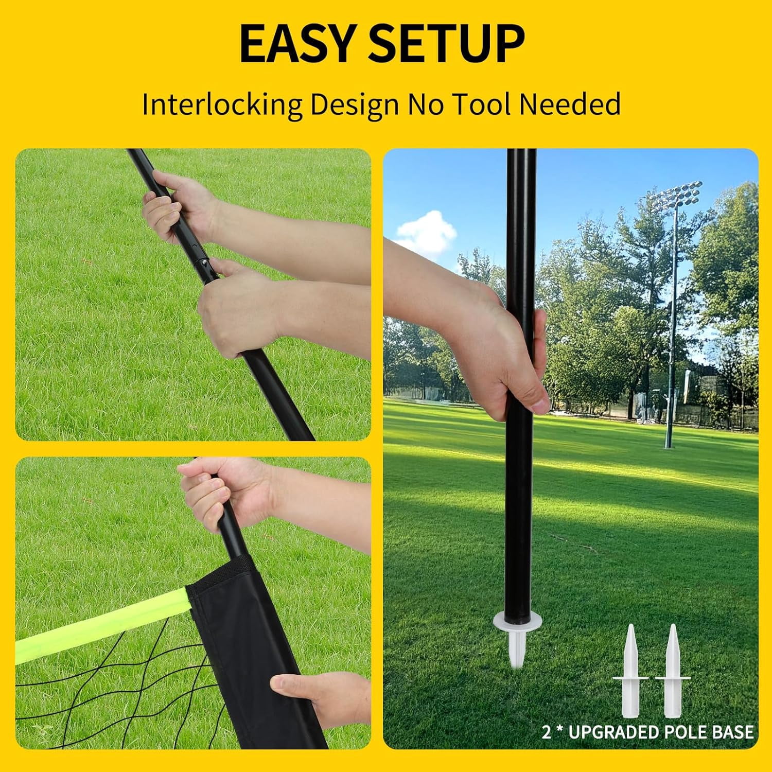 Portable Outdoor Volleyball Net Set for Backyard Beach with Adjustable Poles, Soft PU Volleyball & Pump, Carry Bag and Durable Anti-Sagging Net