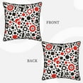 thumbnail image 4 of Housses de Coussin Décoratives en Velours Lot de 2, Housse de Coussin Carrée Douce avec Fermeture Éclair Invisible Style Minimal Rouge Noir Imprimé, 16"x16 Pouces, 4 of 6