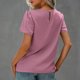 thumbnail image 4 of Camisa para Mujer Señoras Verano Color Puro Cuello Redondo Camisa De Manga Abullonada Suelta Informal Top Básico De Manga Corta, 4 of 6