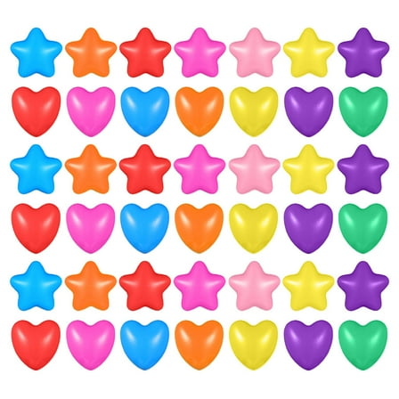 GOOHOCHY 100Pcs Multi-Colored Star And Heart Shaped Plastic Ocean Ball For Indoor Playpen Balls And Parties