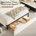 thumbnail image 5 of Amolife Queen Bed Frame, Chenille Upholstered Storage Bed with 2 Shelves LED Wingback Headboard, 3 Drawers & USB Ports, White, 5 of 11