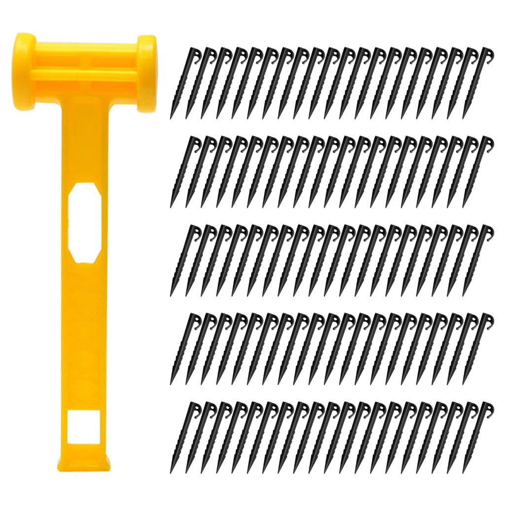 Plastic Ground Peg Tent Anchors with Hammer Heavy Duty Tent Peg Canopies Stake Camping Peg for Fixings Camping Tent