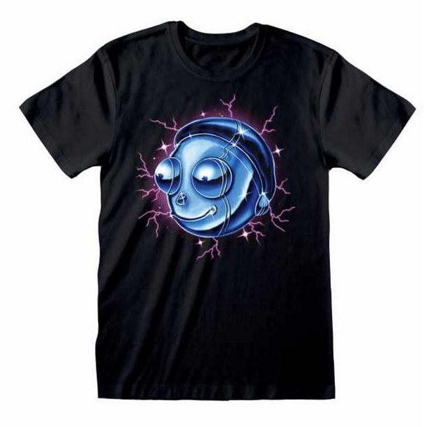 Rick And Morty - Camiseta Efecto Cromado para Adultos Unisex (Negro)