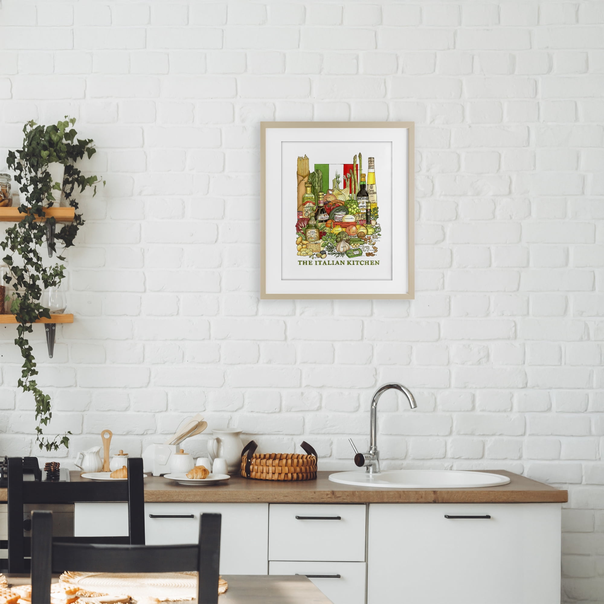 Stupell Industries Italian Kitchen and Food Birch Framed Print Under Glass, design by Nancy Overton