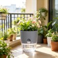 thumbnail image 3 of Self Watering Flowerpot Plant Pot with Clear Water Reservoir Wick Ropes Modern Tabletop Plant Pot for Indoor Plants, 3 of 8